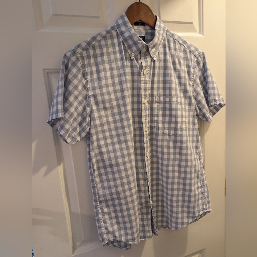 J. Crew Light Blue and White Checkered Shirt